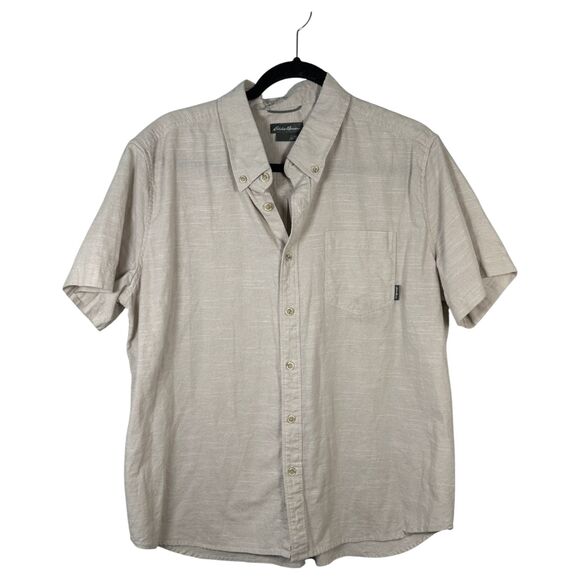 Eddie Bauer Beige Short Sleeve Button Shirt Men's Size XL - Picture 1 of 4
